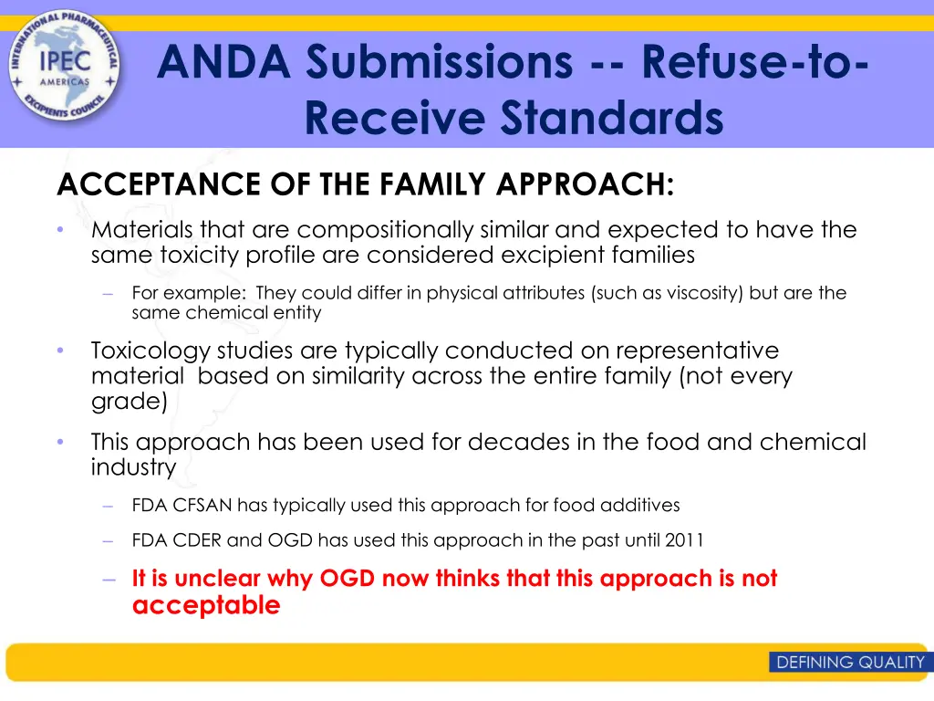 anda submissions refuse to receive standards