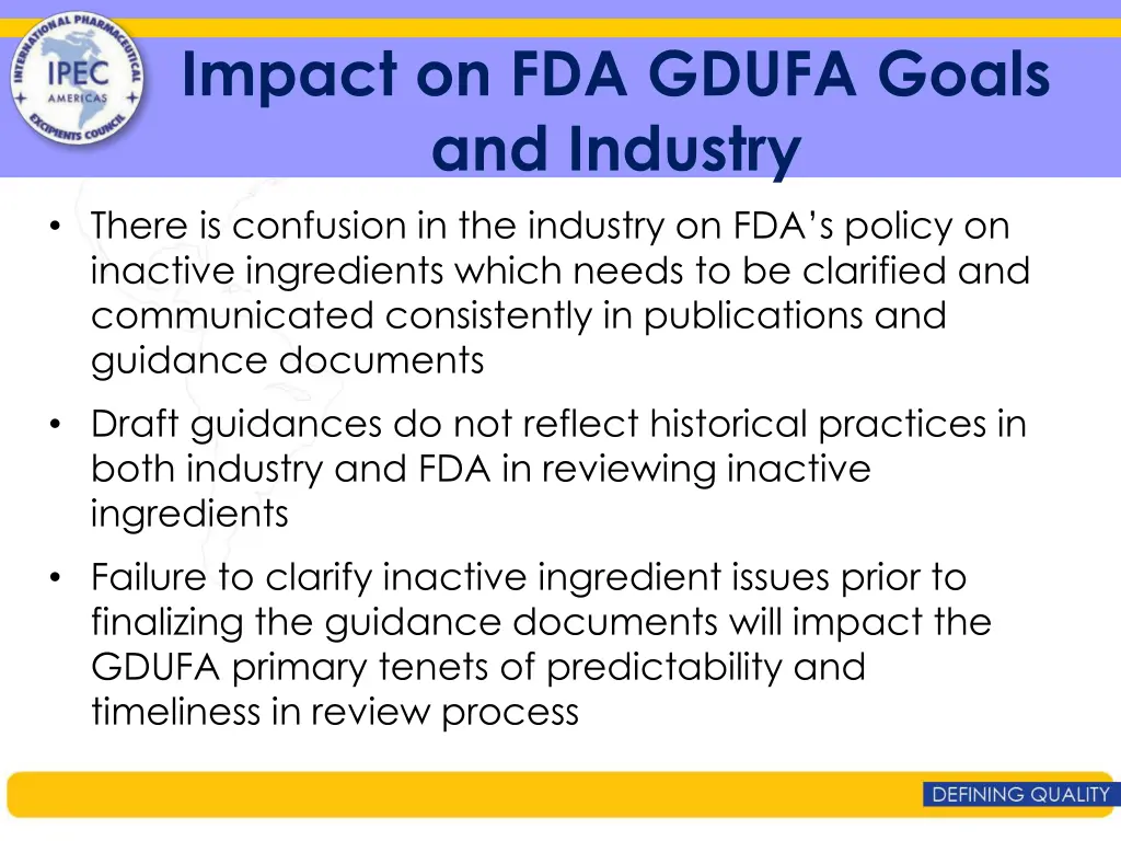 impact on fda gdufa goals and industry there