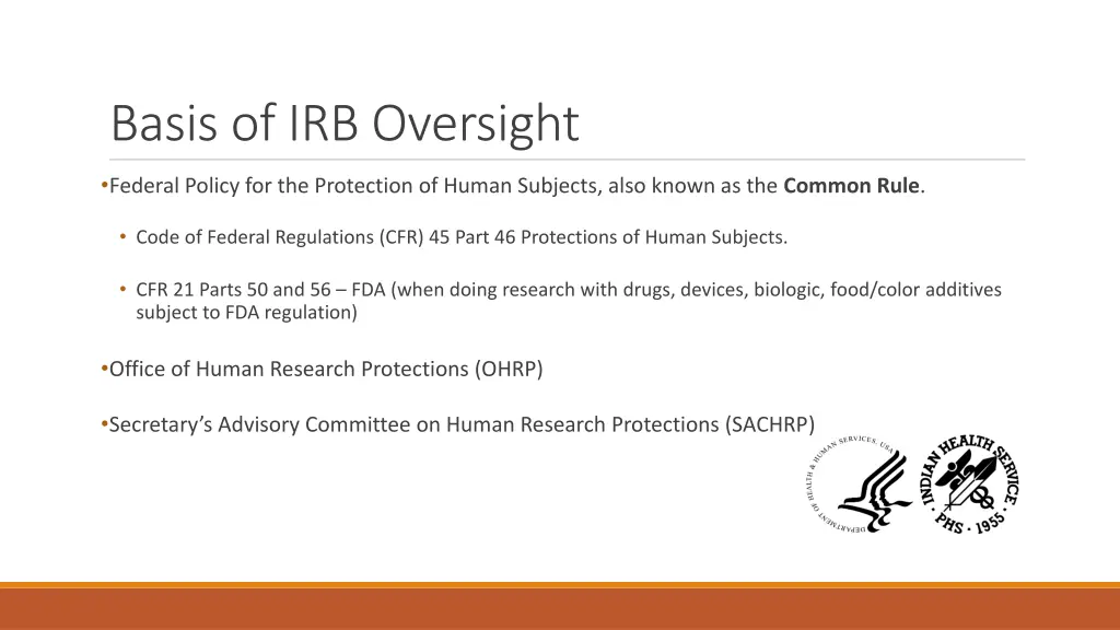 basis of irb oversight