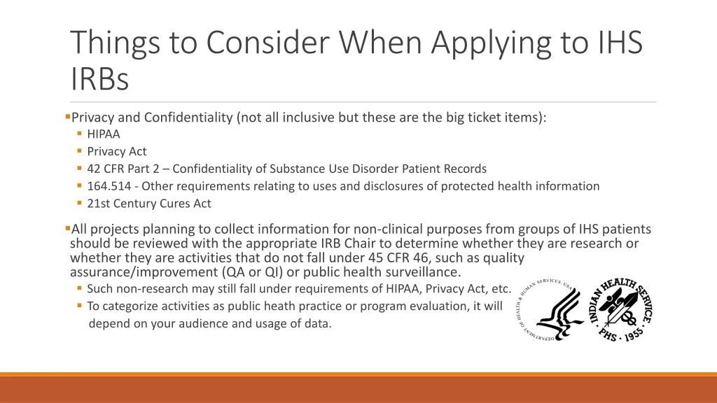 things to consider when applying to ihs irbs