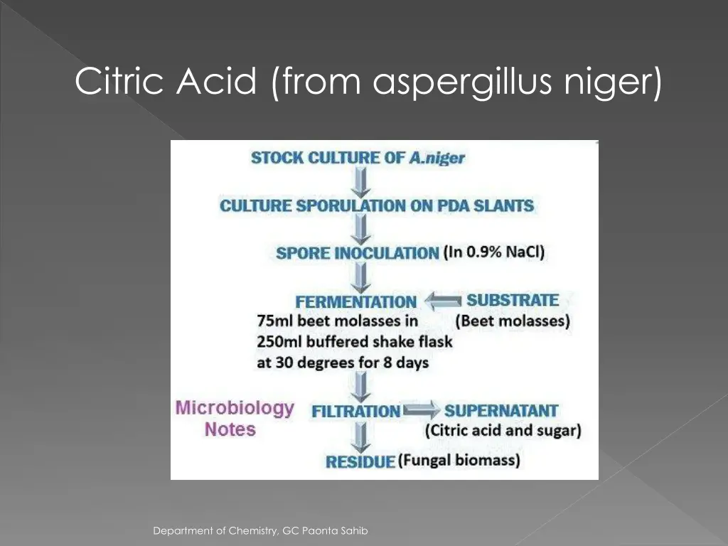 citric acid from aspergillus niger
