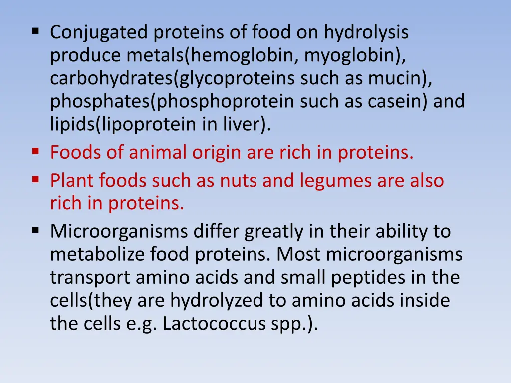 conjugated proteins of food on hydrolysis produce