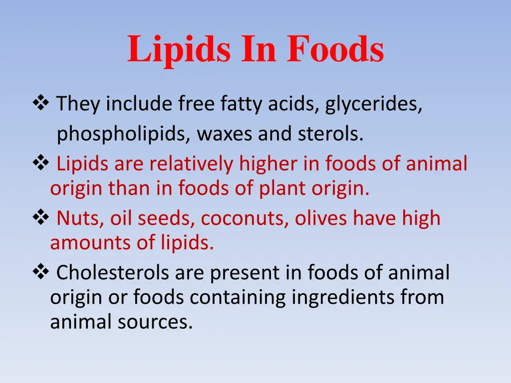 lipids in foods