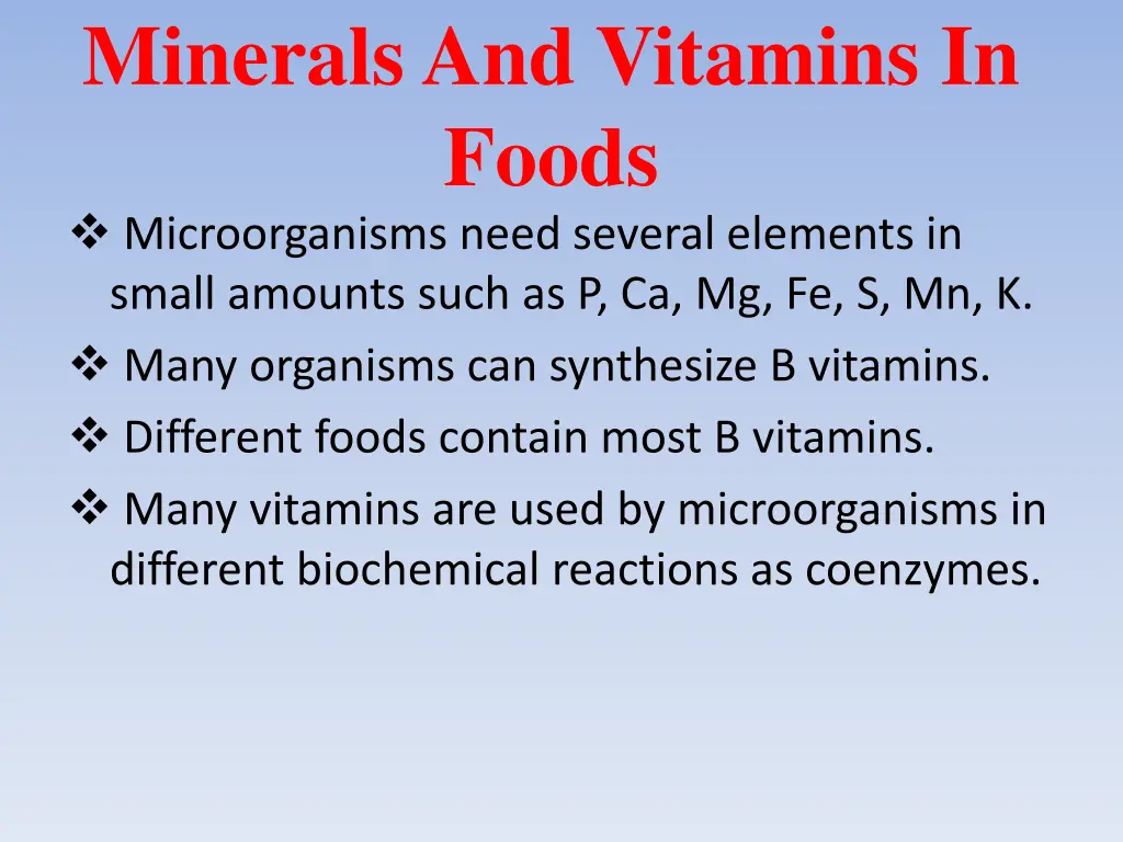 minerals and vitamins in foods microorganisms