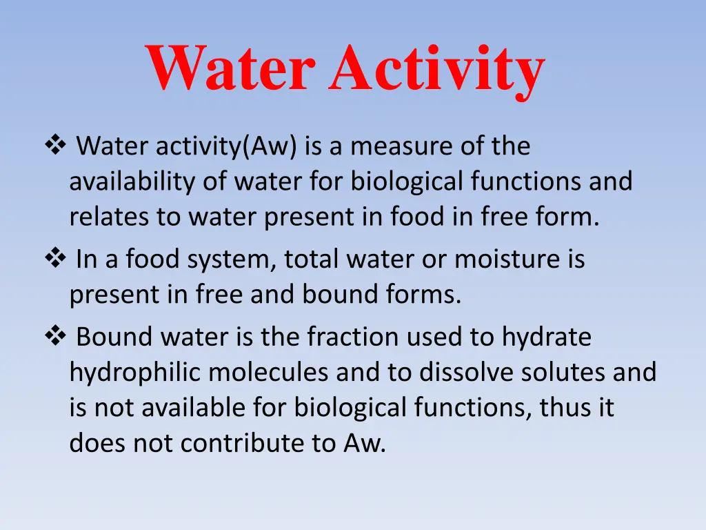 water activity