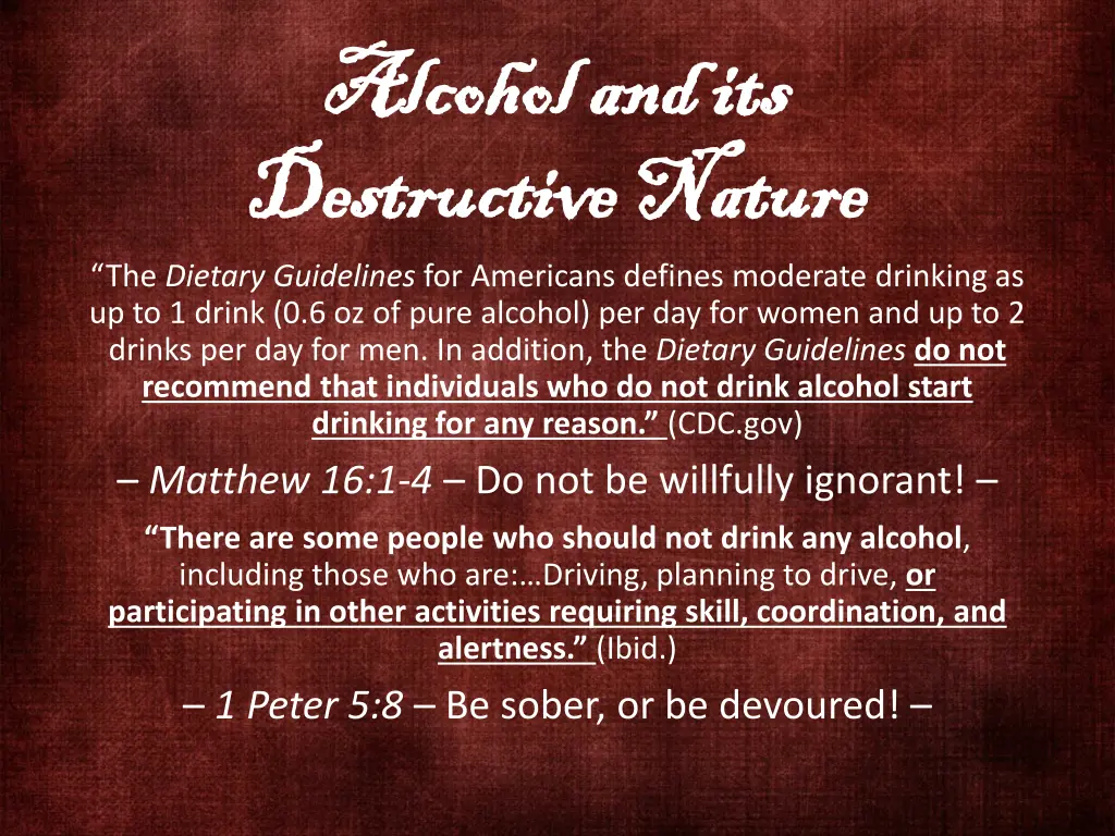 alcohol and its alcohol and its destructive 2