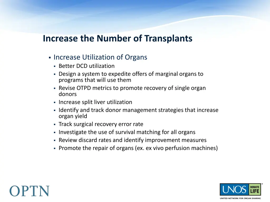 increase the number of transplants 1