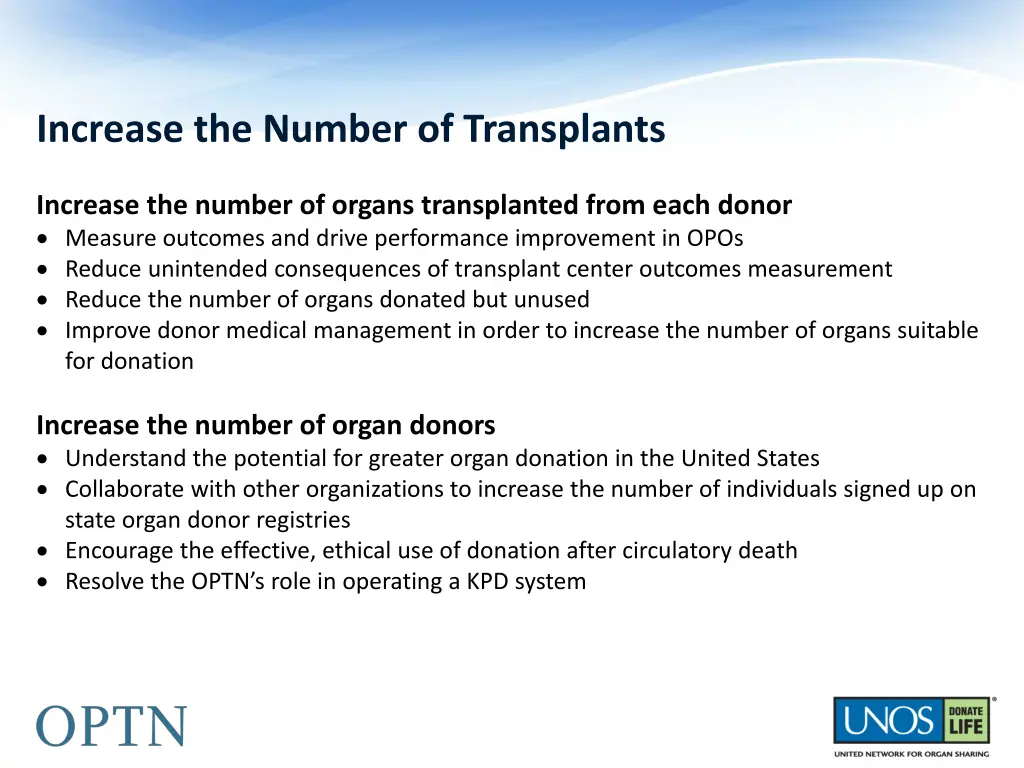 increase the number of transplants 3