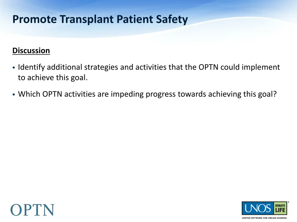 promote transplant patient safety 1