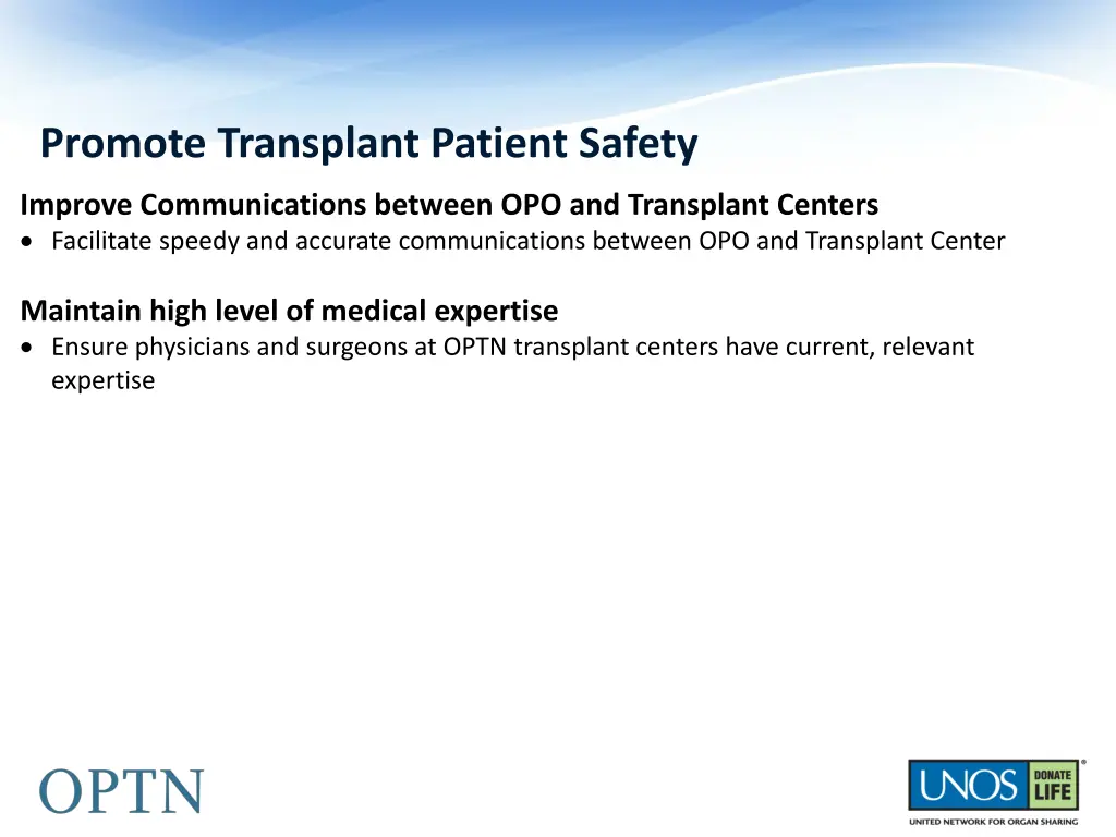 promote transplant patient safety
