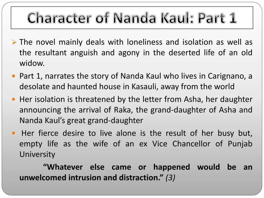 character of nanda kaul part 1