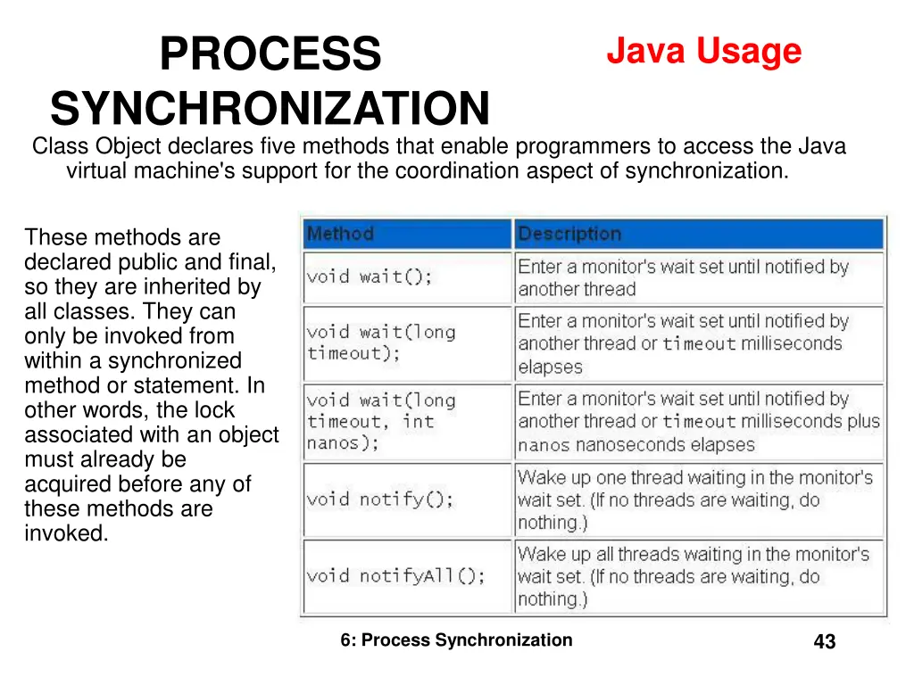 process synchronization class object declares