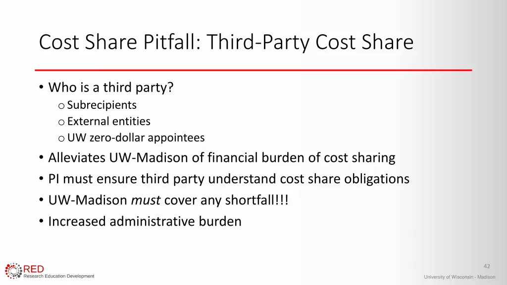 cost share pitfall third party cost share