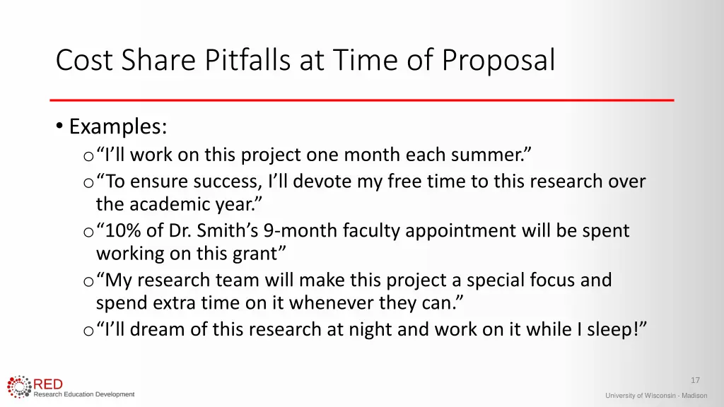 cost share pitfalls at time of proposal 1