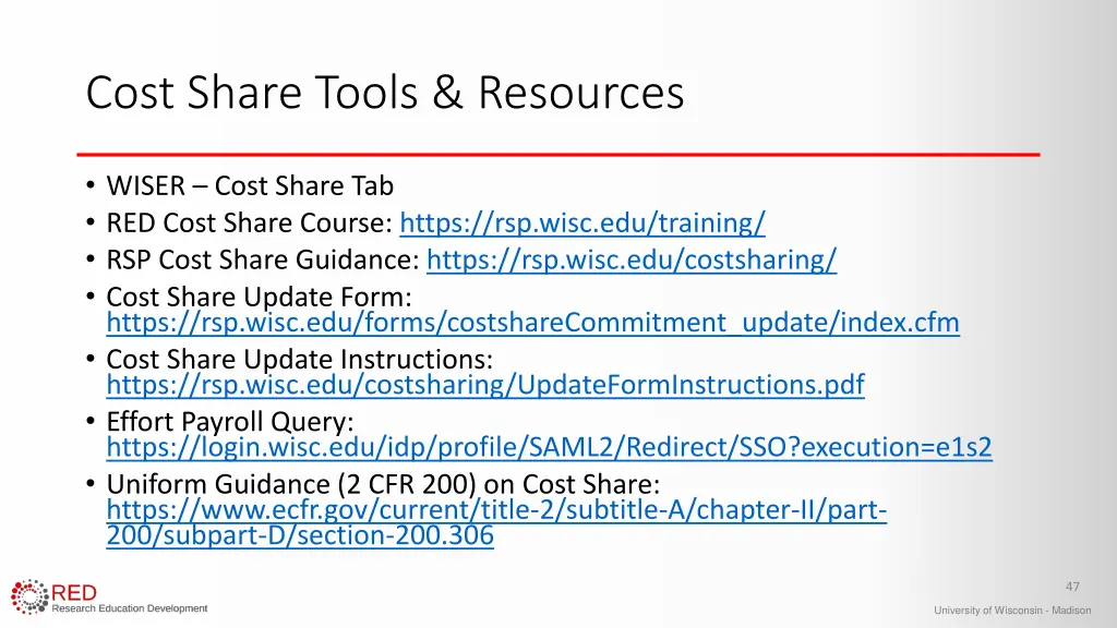 cost share tools resources