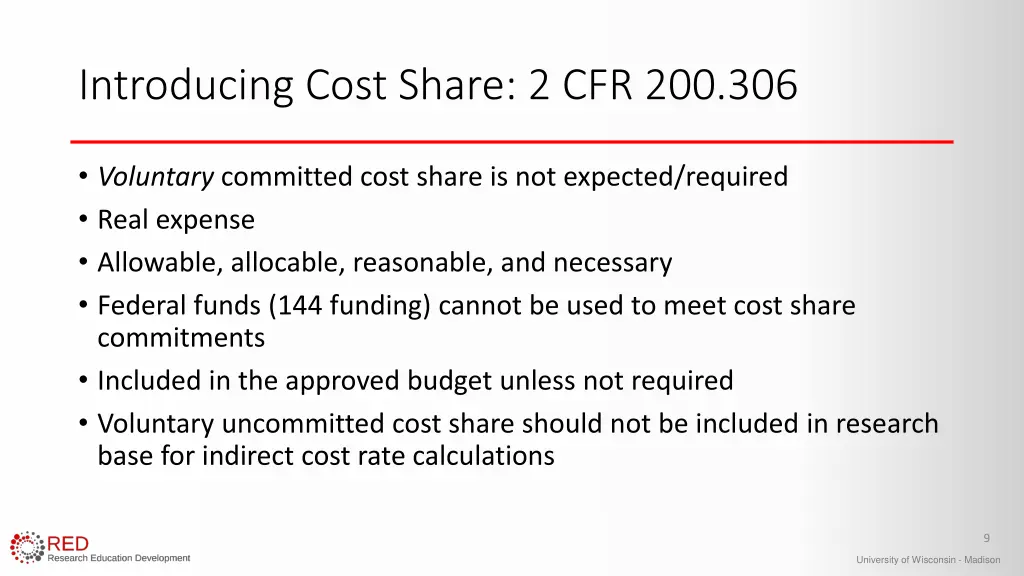 introducing cost share 2 cfr 200 306