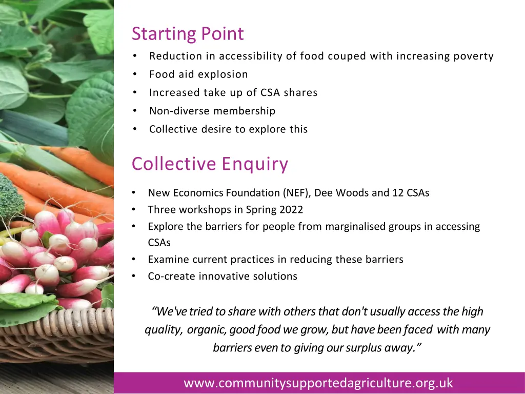 starting point reduction in accessibility of food