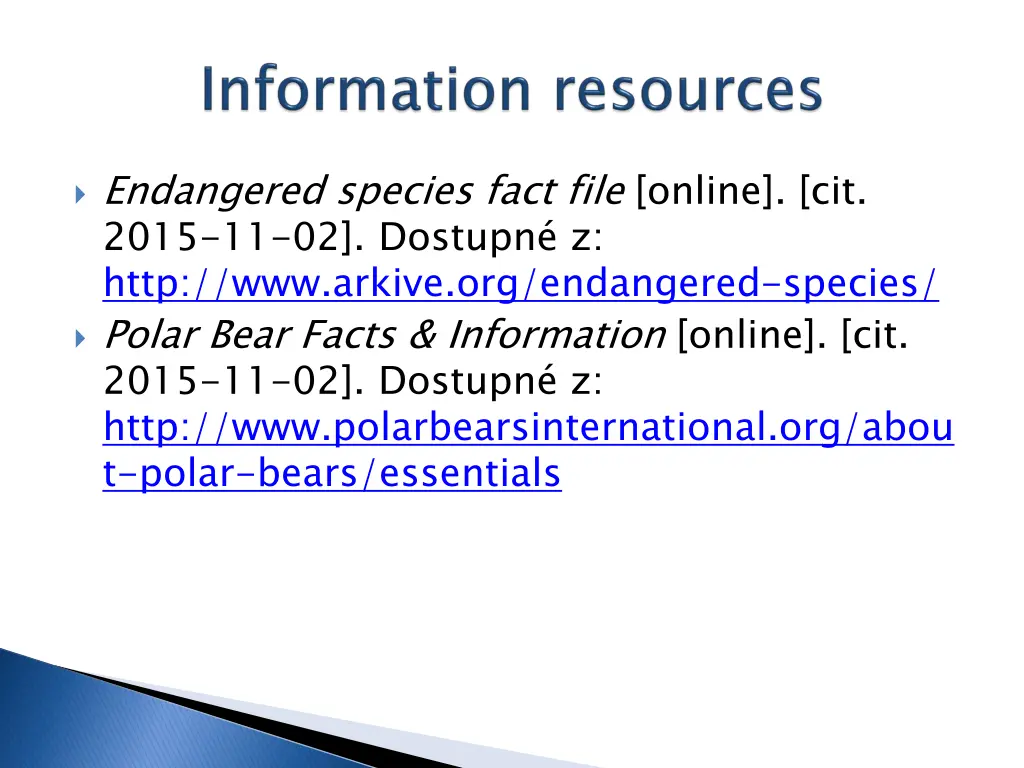 endangered species fact file online cit 2015