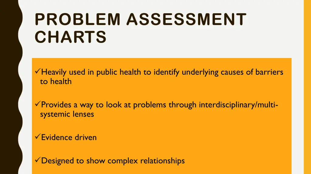 problem assessment charts