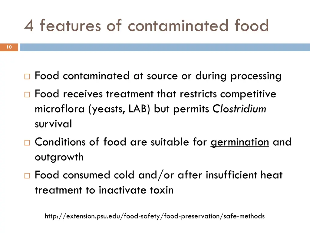 4 features of contaminated food