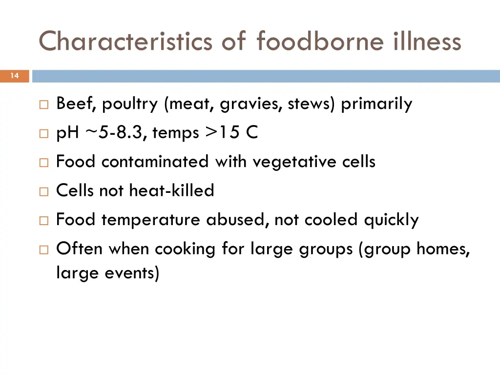 characteristics of foodborne illness