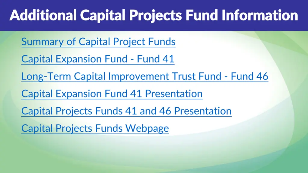 additional capital projects fund information