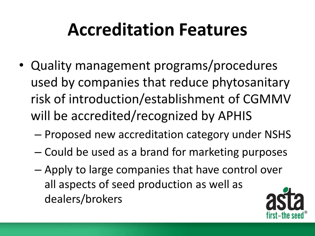 accreditation features