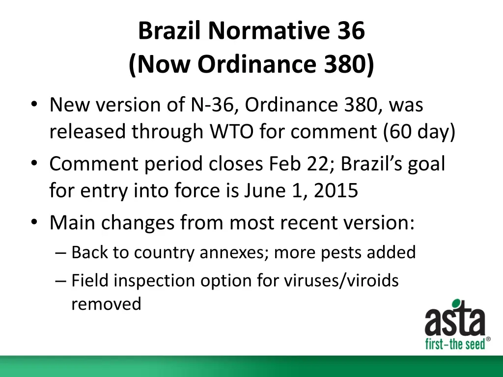 brazil normative 36 now ordinance 380