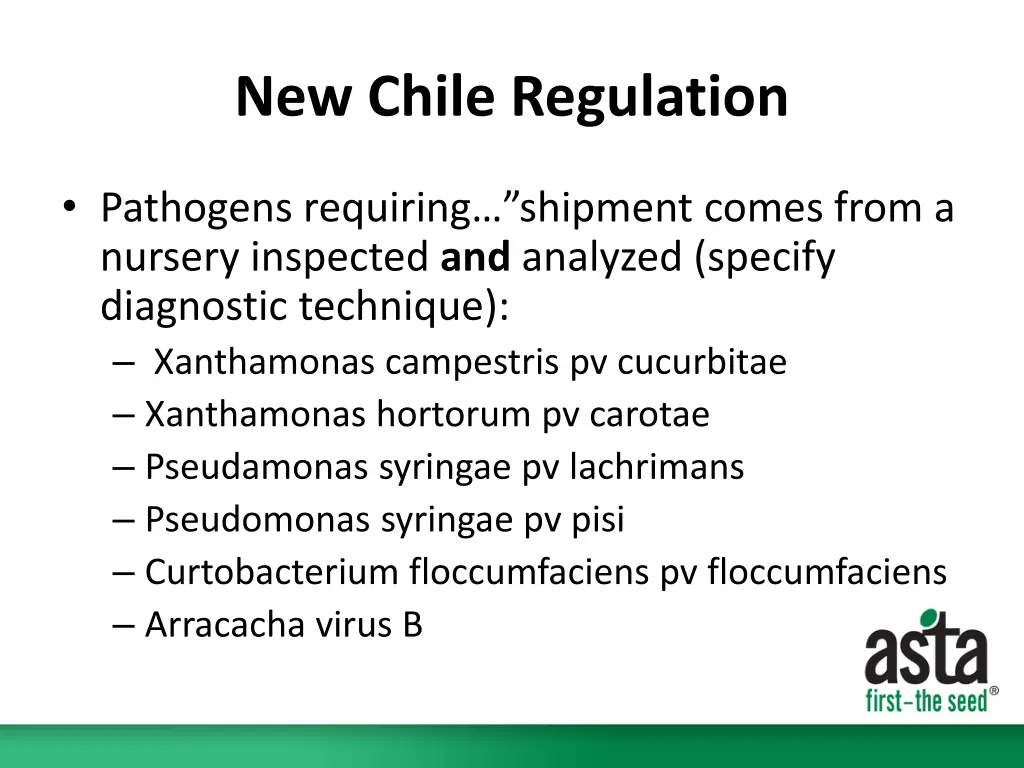 new chile regulation 2
