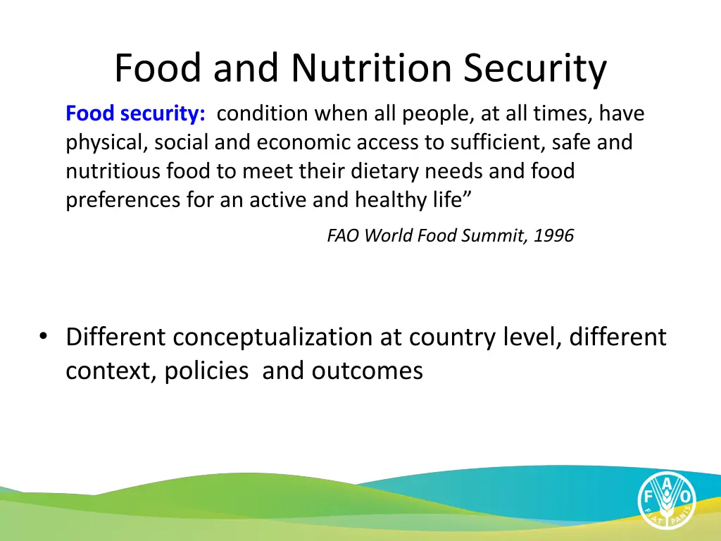 food and nutrition security food security