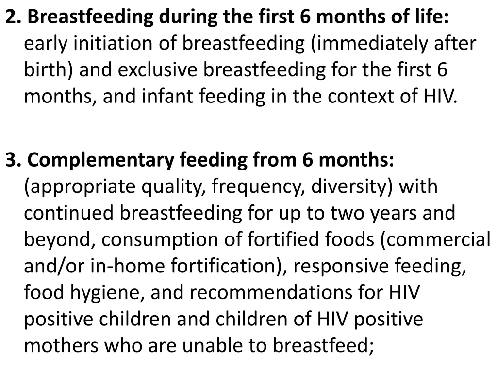 2 breastfeeding during the first 6 months of life