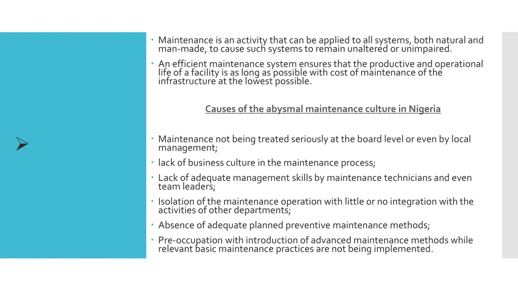 maintenance is an activity that can be applied