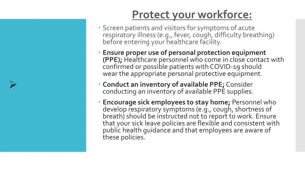 protect your workforce screen patients