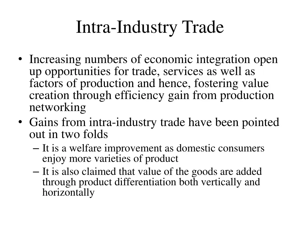 intra industry trade