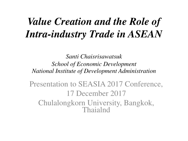 value creation and the role of intra industry