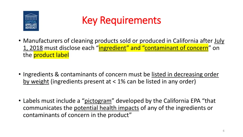 key requirements key requirements