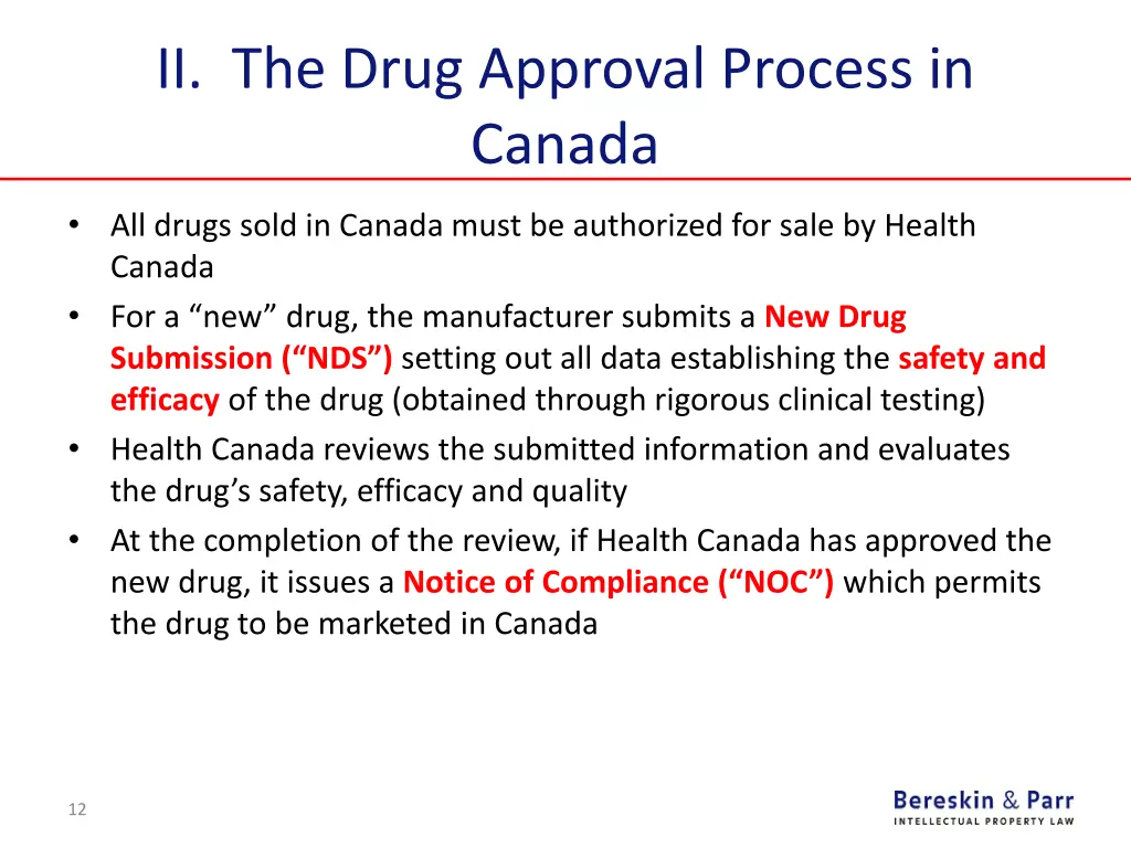 ii the drug approval process in canada 1