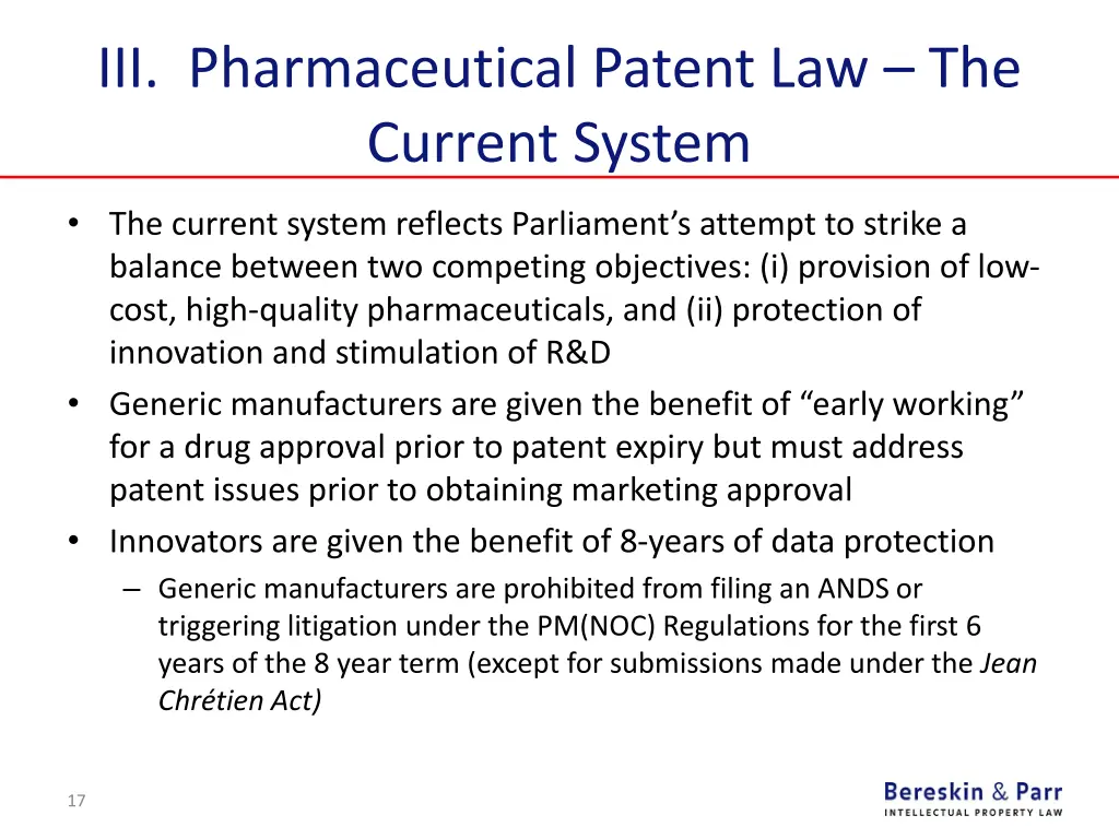 iii pharmaceutical patent law the current system 1