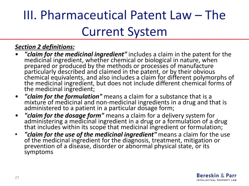 iii pharmaceutical patent law the current system 11