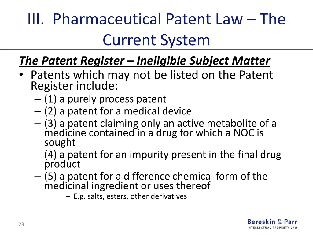 iii pharmaceutical patent law the current system 12