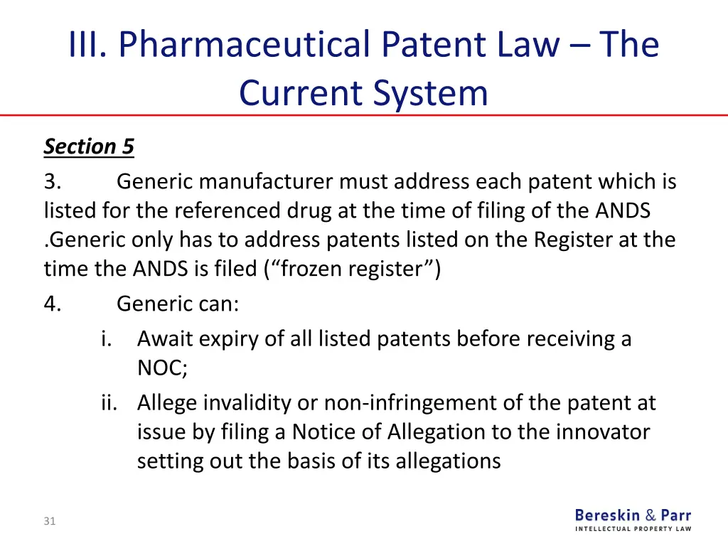iii pharmaceutical patent law the current system 15