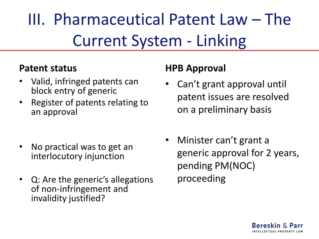 iii pharmaceutical patent law the current system 2