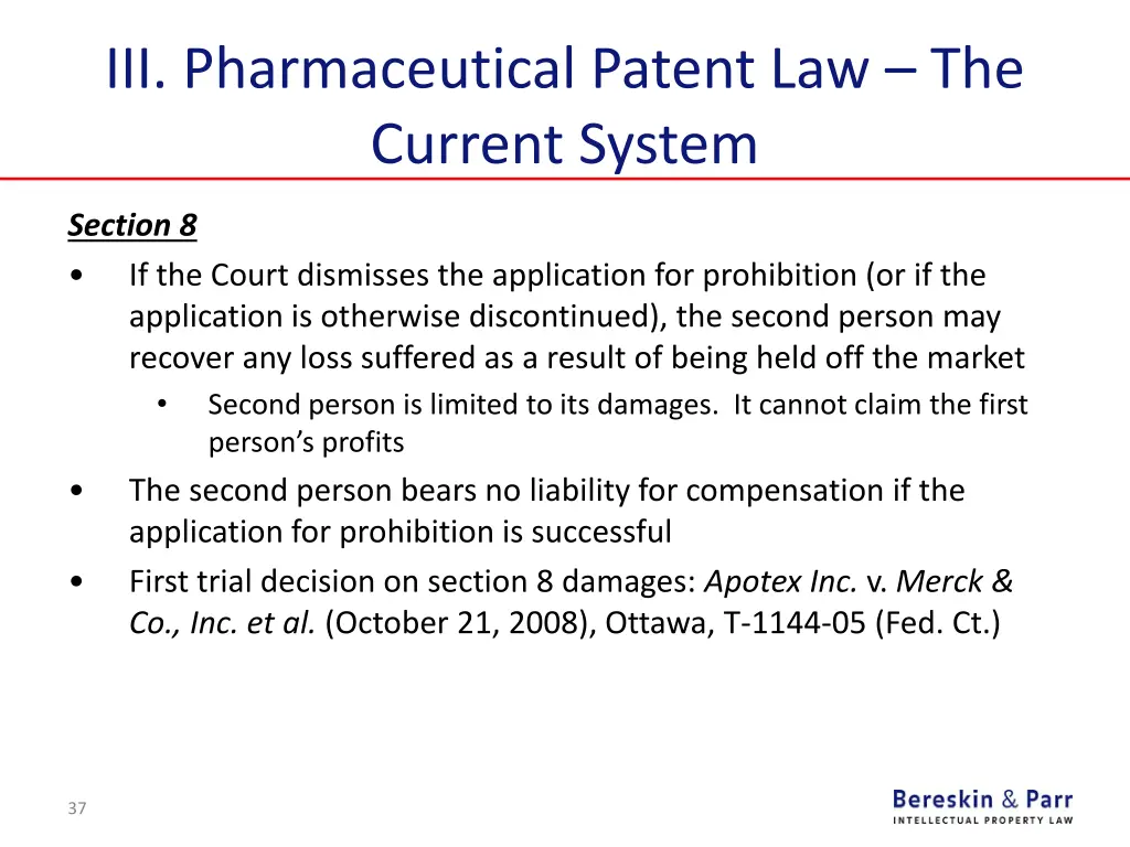 iii pharmaceutical patent law the current system 21