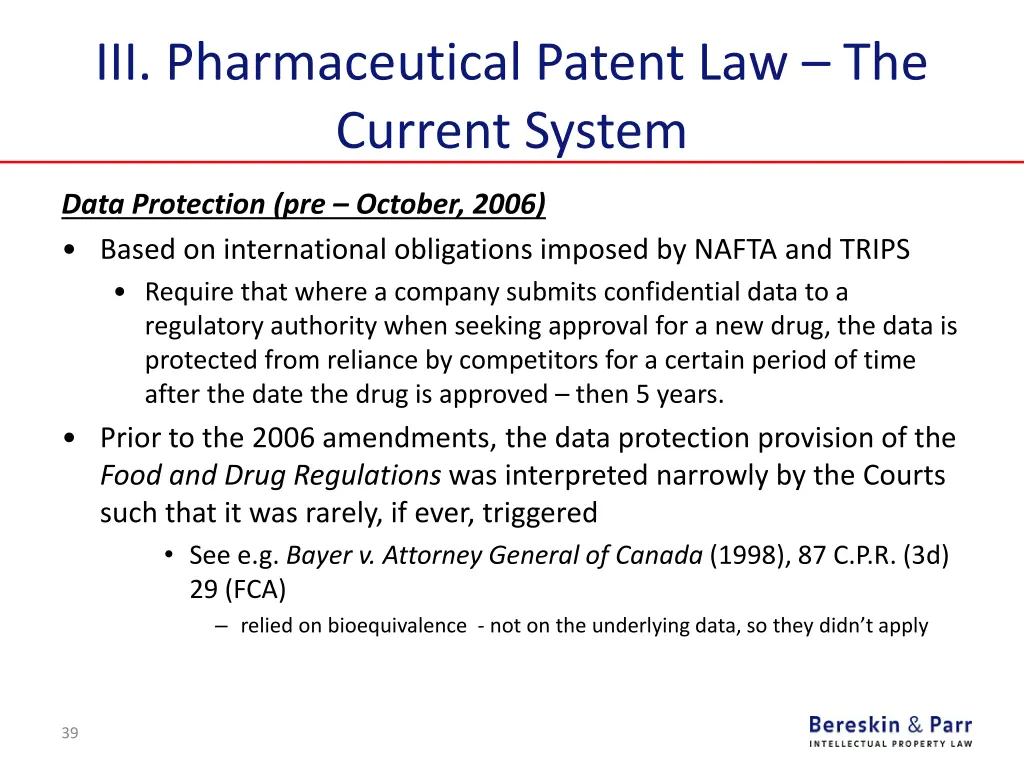 iii pharmaceutical patent law the current system 23