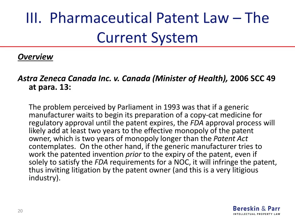iii pharmaceutical patent law the current system 4