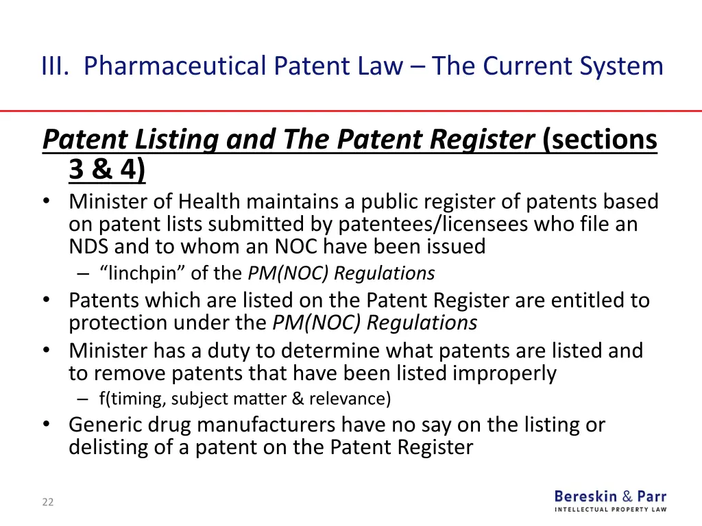 iii pharmaceutical patent law the current system 6