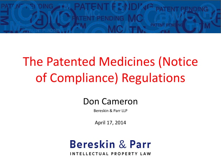 the patented medicines notice of compliance