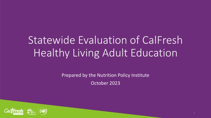 statewide evaluation of calfresh healthy living