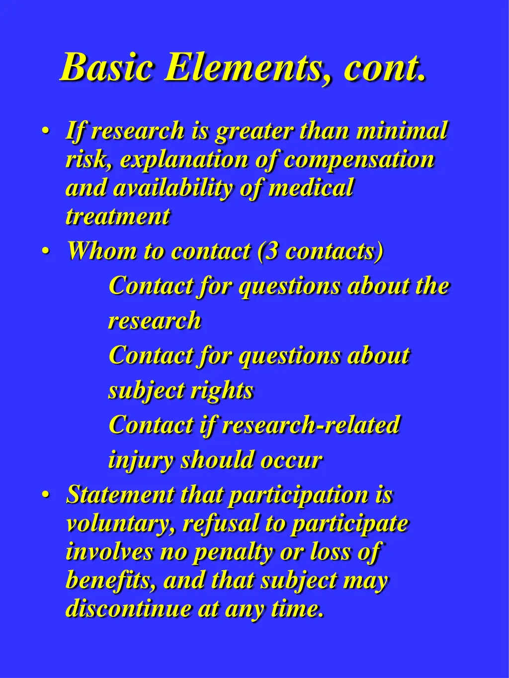basic elements cont