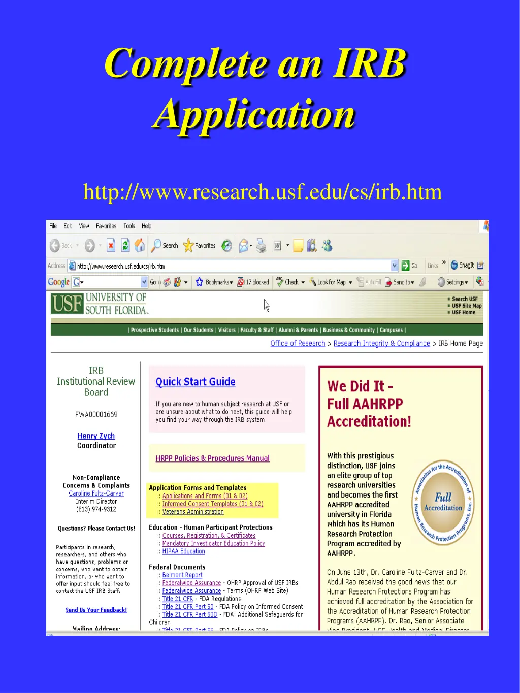 complete an irb application